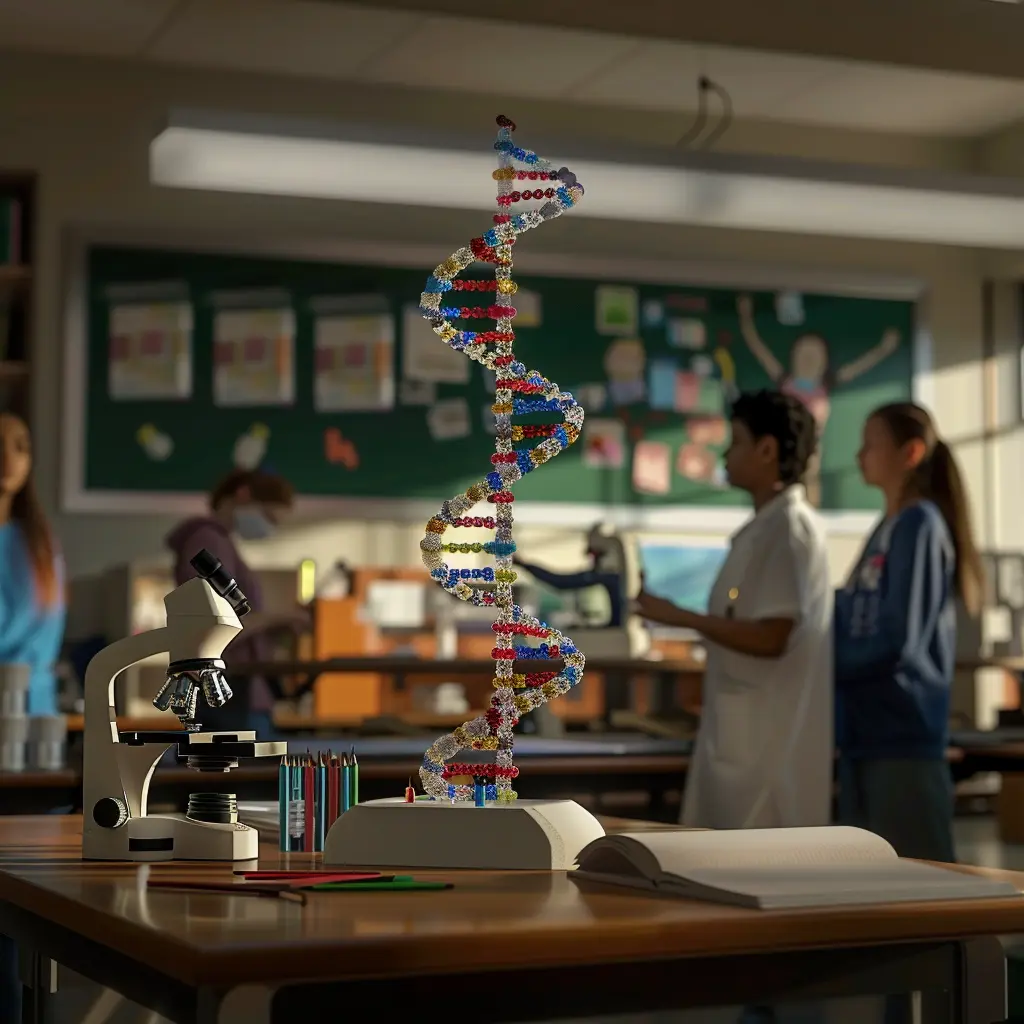 Nucleotide structure in DNA, highlighting deoxyribose sugar, phosphate group, and nitrogen base