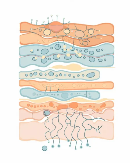 Structure of the Golgi apparatus in eukaryotic cells showing cis, medial, and trans cisternae for protein processing